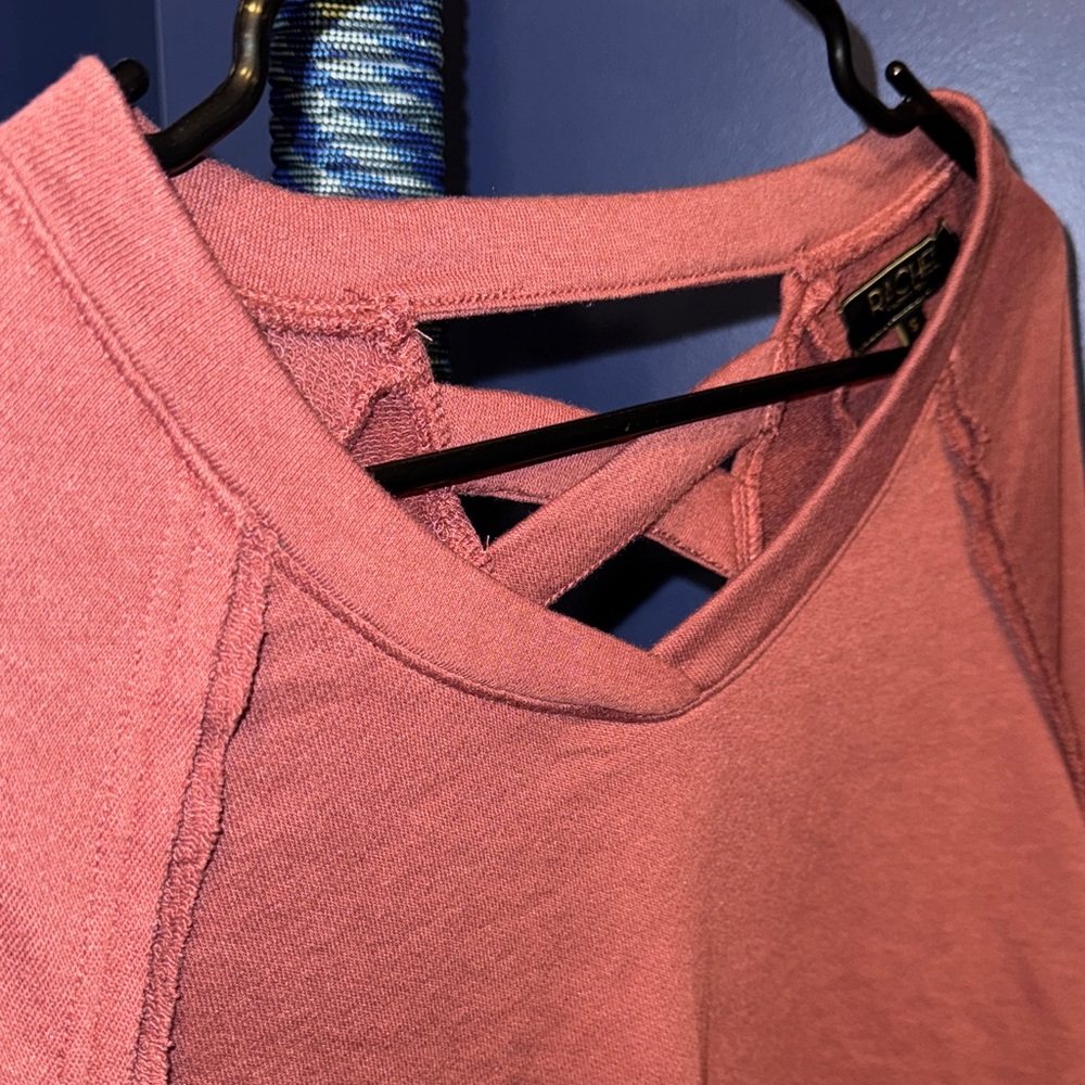 RACHEL ROY- Women’s Dark Red Sweatshirt with Crisscross back detail Size Small - Picture 8 of 14